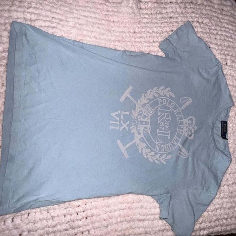 Polo Ralph Lauren Crest Graphic T-Shirt Size S Light Blue